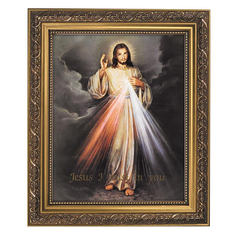 The Divine Mercy 10-1/2" W x 12-1/2" H Gold Tone Framed Print