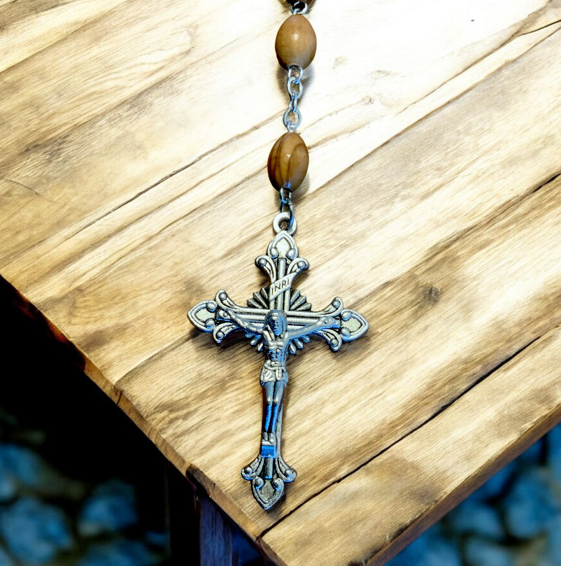 HOLY FAMILY, OLIVE WOOD ROSARY