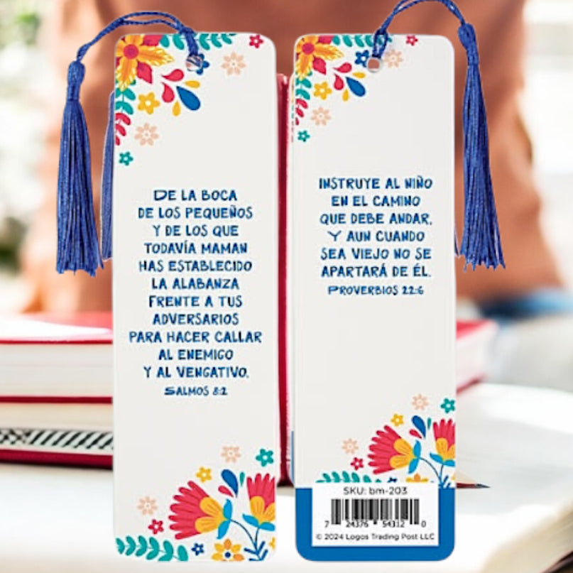 Spanish PSALM 8:2 AND PROVERBS 22:6 TASSELED BOOKMARK