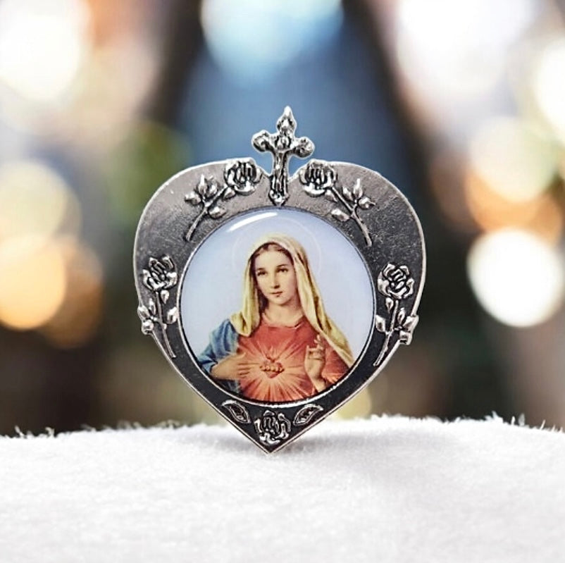 METAL PIN, IMMACULATE HEART OF MARY – SILVER
