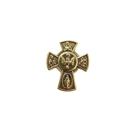 METAL PIN ON CARD, CONFIRMATION CROSS – GOLD