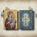 Rosary pouch. MADONNA AND CHILD & IC XC CROSS - BLUE
