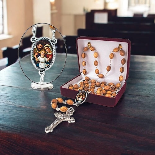 HOLY FAMILY, OLIVE WOOD ROSARY